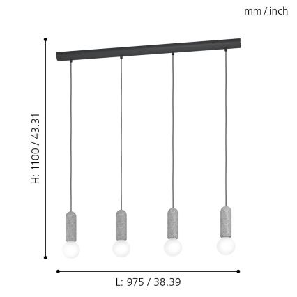 Eglo - Lampadario a sospensione con filo 4xE27/40W/230V