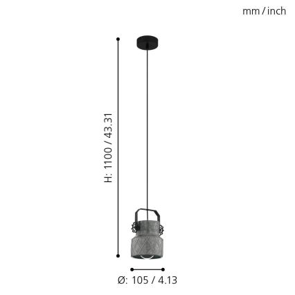 Eglo 39854 - Lampada a sospensione con cavo HILCOTT 1xE27/40W/230V