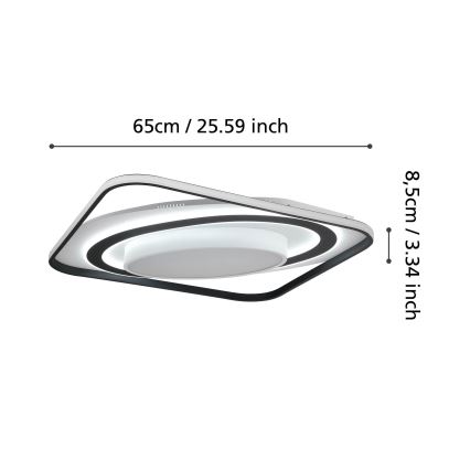 Eglo - Plafoniera LED dimmerabile LED/28W/230V+LED/13W+ LED/2,8W 3000-6500K nero + telecomando