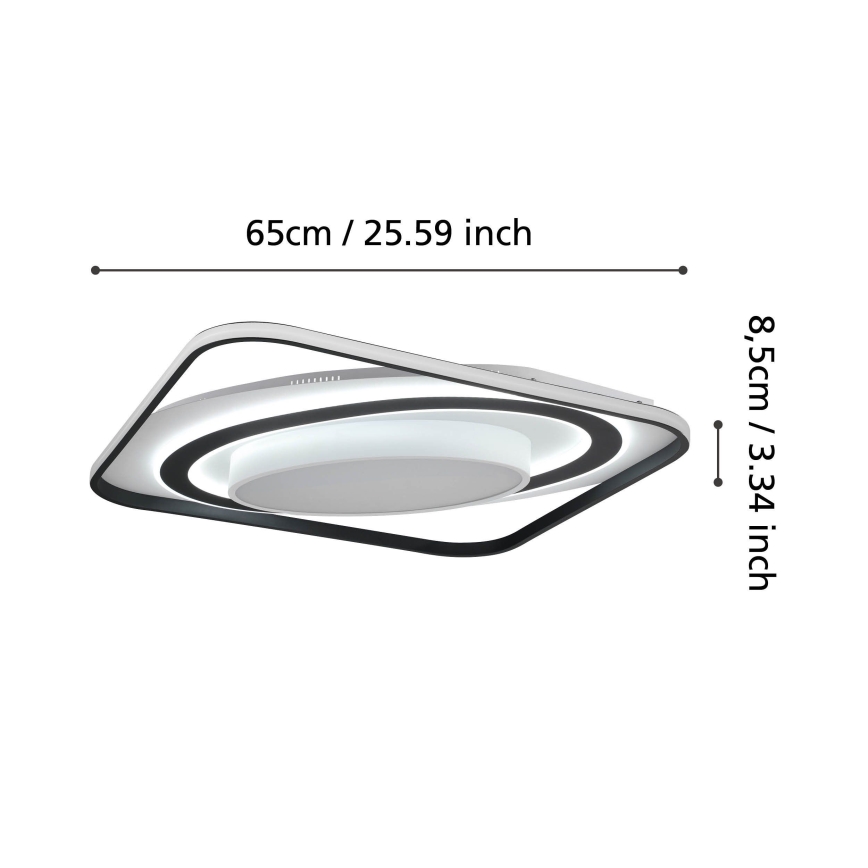 Eglo - Plafoniera LED dimmerabile LED/28W/230V+LED/13W+ LED/2,8W 3000-6500K nero + telecomando