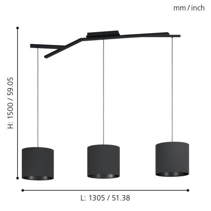 Eglo - Lampadario su filo 3xE27/40W/230V