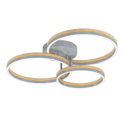 Eglo - Lampadario a plafone LED dimmerabile LED/12,5W/230V + 2xLED/15,5W 3000K grigio/quercia