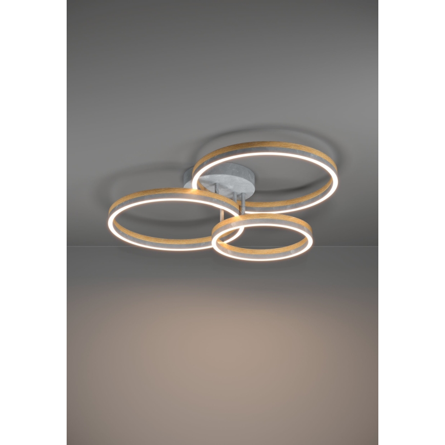 Eglo - Lampadario a plafone LED dimmerabile LED/12,5W/230V + 2xLED/15,5W 3000K grigio/quercia