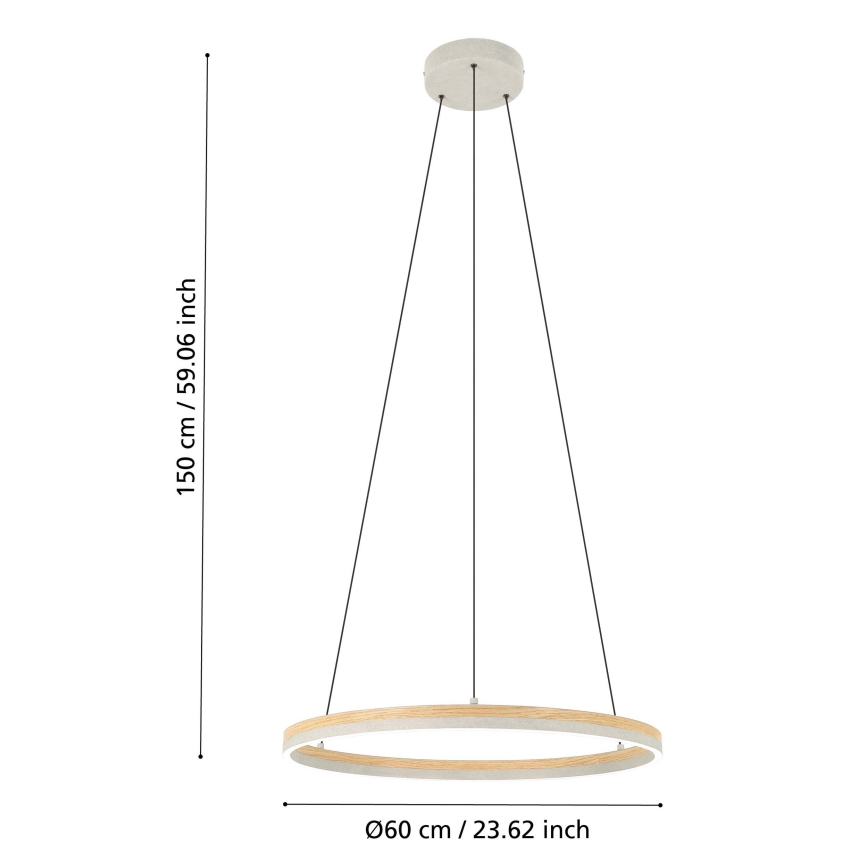 Eglo - Lampadario a sospensione con filo LED dimmerabile LED/36W/230V 3000K grigio/quercia