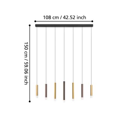 Eglo - Lampadario a sospensione con filo LED dimmerabile 7xLED/3,1W/230V 3000K antracite/oro