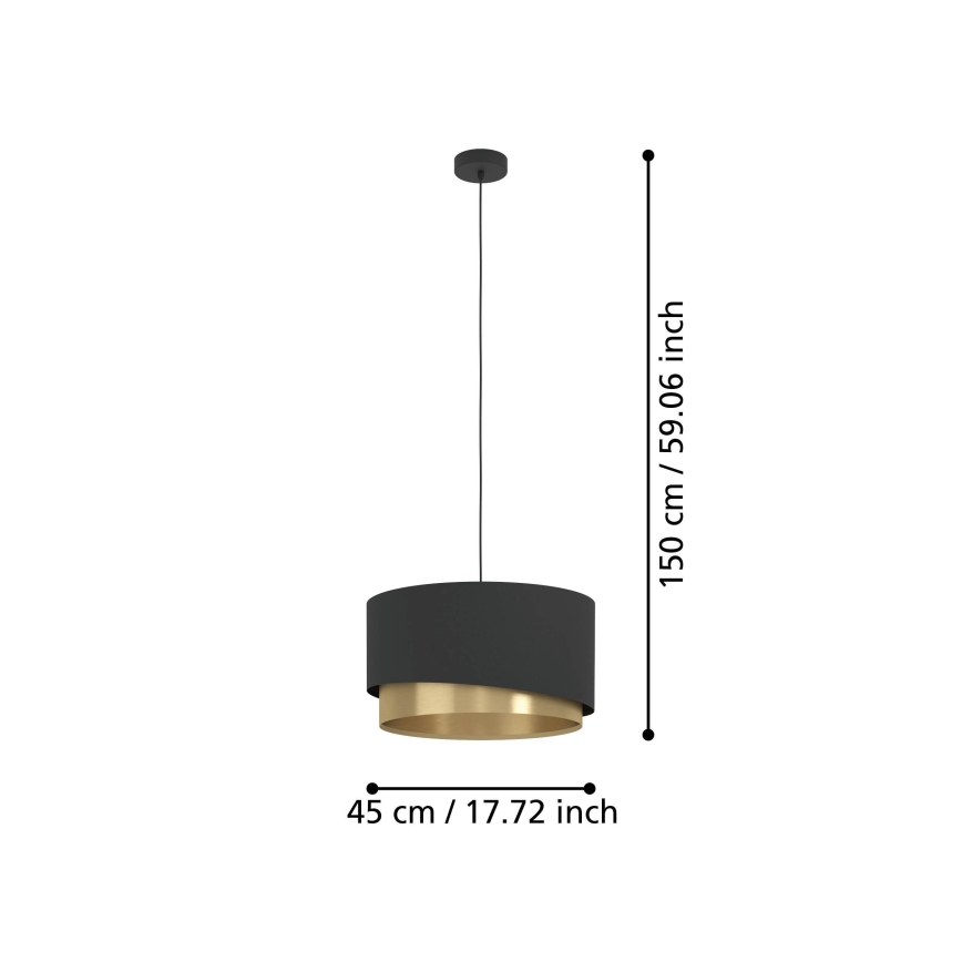 Eglo - Lampadario a sospensione con filo 1xE27/40W/230V nero/oro