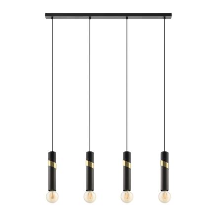 Eglo - Lampadario a sospensione con filo 4xE27/40W/230V nero/oro