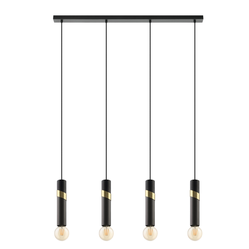 Eglo - Lampadario a sospensione con filo 4xE27/40W/230V nero/oro