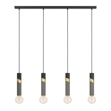 Eglo - Lampadario a sospensione con filo 4xE27/40W/230V nero/oro