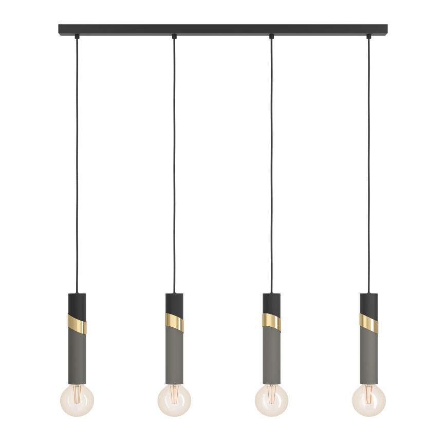 Eglo - Lampadario a sospensione con filo 4xE27/40W/230V nero/oro