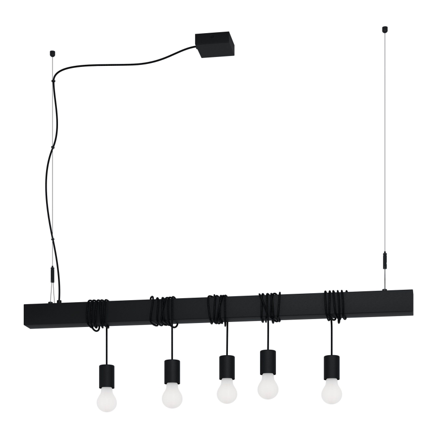 Eglo - Lampadario a sospensione con filo TOWNSHEND 5xE27/40W/230V nero