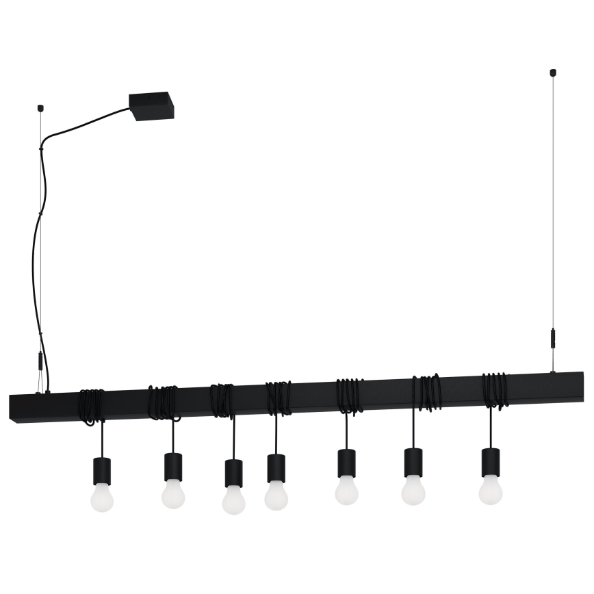 Eglo - Lampadario a sospensione con filo TOWNSHEND 7xE27/40W/230V nero