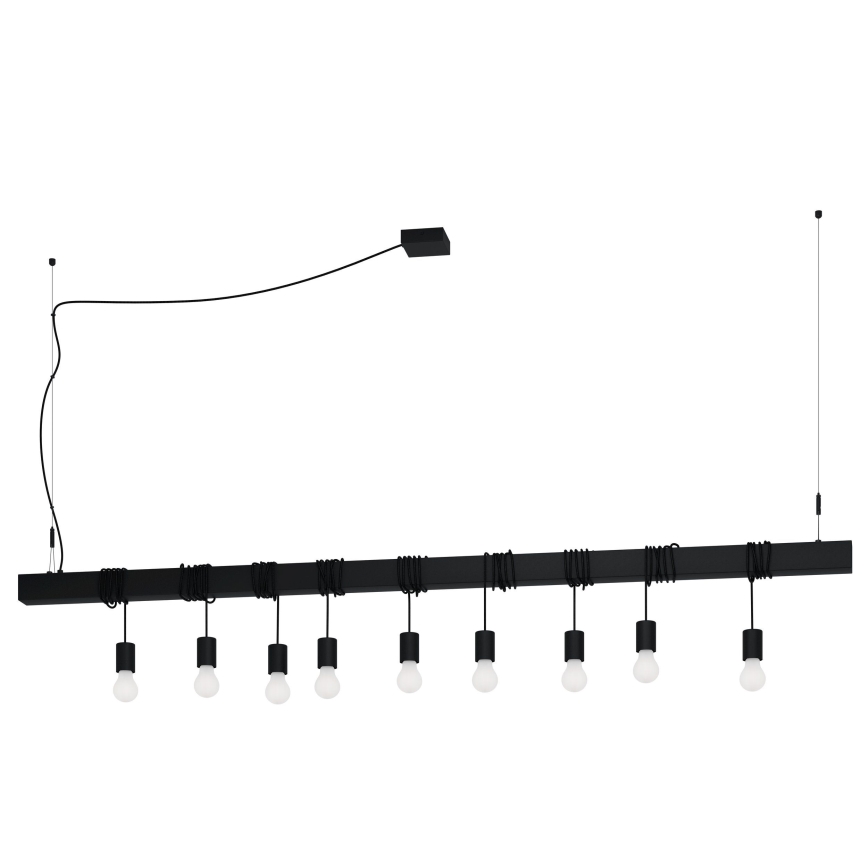 Eglo - Lampadario a sospensione con filo TOWNSHEND 9xE27/40W/230V nero