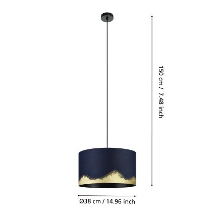 Eglo - Lampadario a sospensione con filo 1xE27/40W/230V diametro 38 cm blu/oro