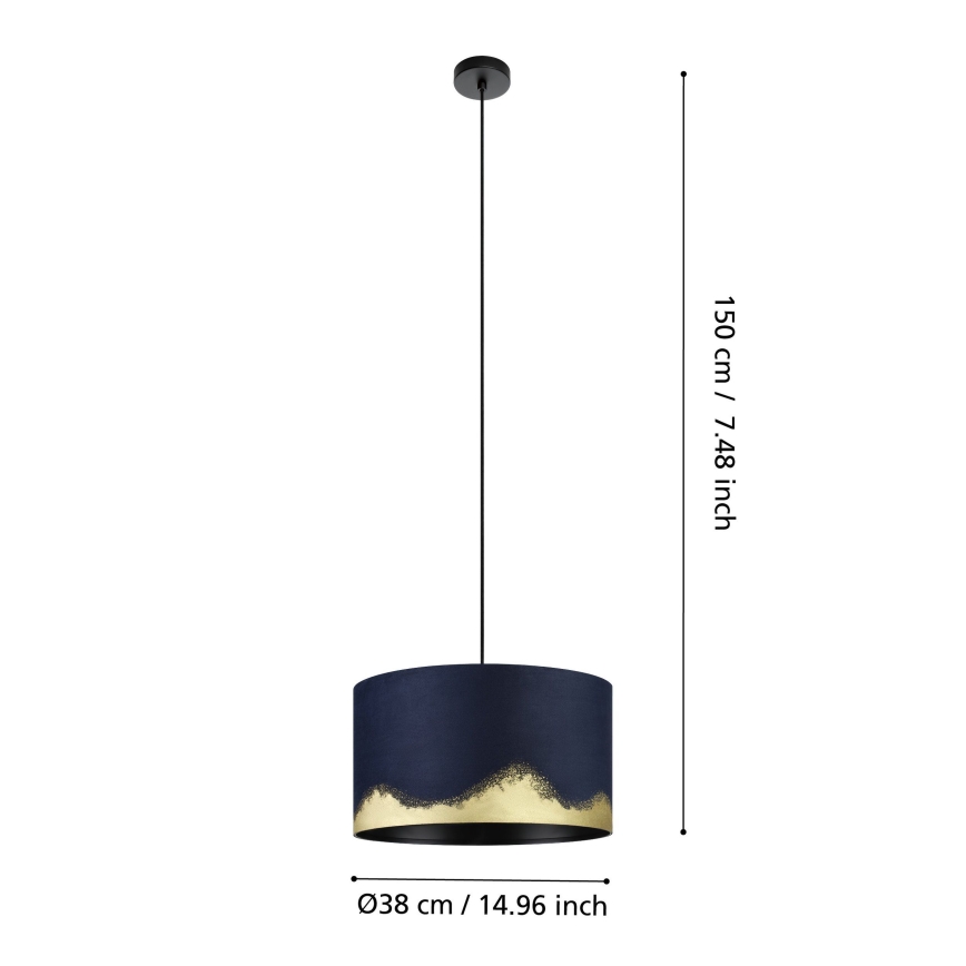 Eglo - Lampadario a sospensione con filo 1xE27/40W/230V diametro 38 cm blu/oro