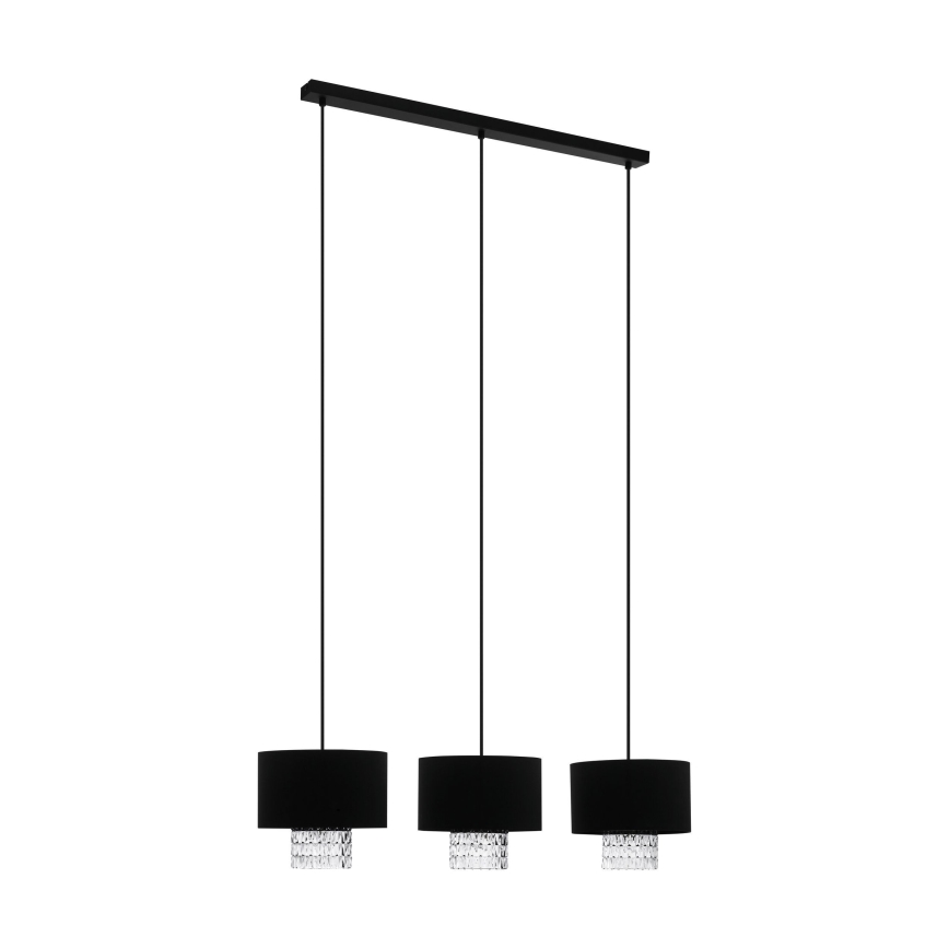 Eglo - Lampadario a sospensione con filo 3xE27/40W/230V nero