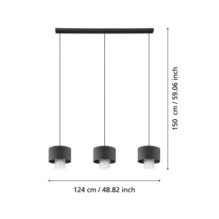 Eglo - Lampadario a sospensione con filo 3xE27/40W/230V nero