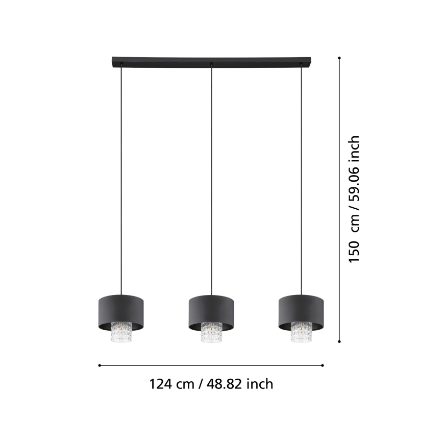 Eglo - Lampadario a sospensione con filo 3xE27/40W/230V nero