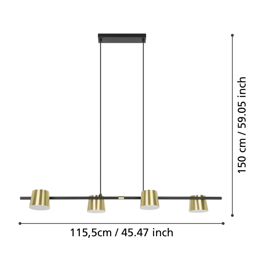 Eglo - Lampadario LED a sospensione con filo 4xGU10/4,6W/230V 3000K oro