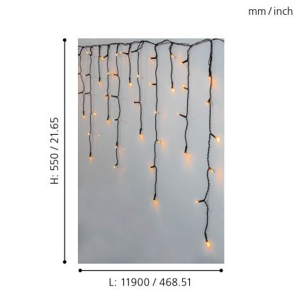Eglo 410824 - Catena LED natalizia da esterno 480xLED/17x0,55m IP44 bianco caldo