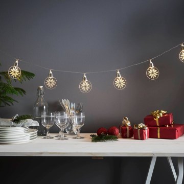 Eglo 411112 - Catena luminosa LED natalizia ORNAMENT 10xLED/3xAA 2,4m bianco caldo