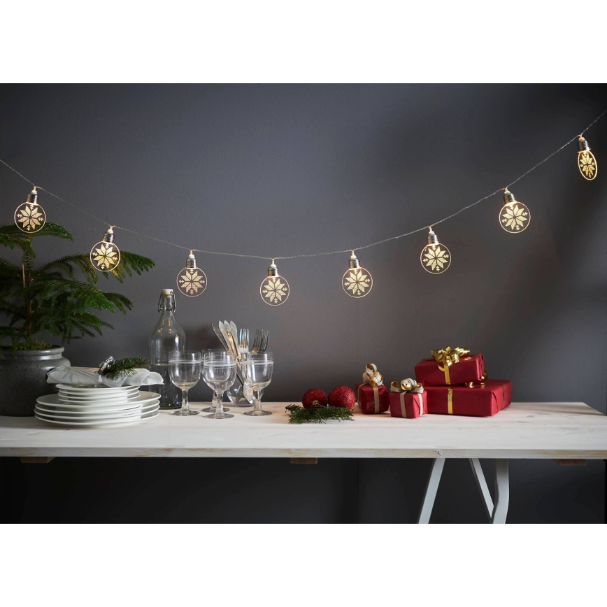Eglo 411112 - Catena luminosa LED per Natale ORNAMENT 10xLED/3xAA 2,4m bianco caldo