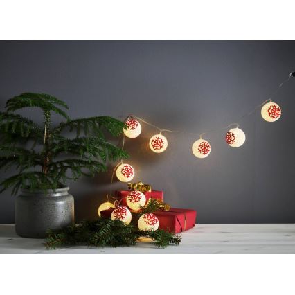 Eglo 411113 - Catena natalizia LED ORNAMENT 10xLED/3xAA 1,35m bianco caldo