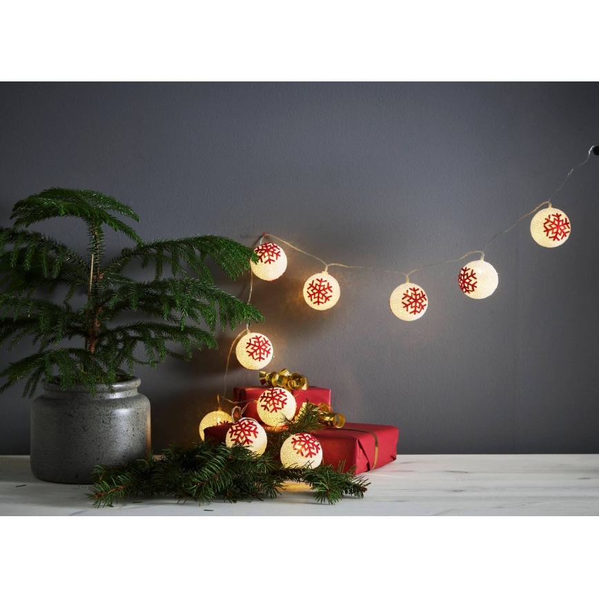 Eglo 411113 - Catena natalizia LED ORNAMENT 10xLED/3xAA 1,65m bianco caldo