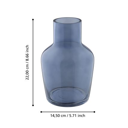 Eglo 421219 - Vaso in vetro SIRANANA 22x14,5 cm blu/fumé