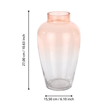 Eglo 421357 - Vaso in vetro KENYASI 27x15,5 cm rosa