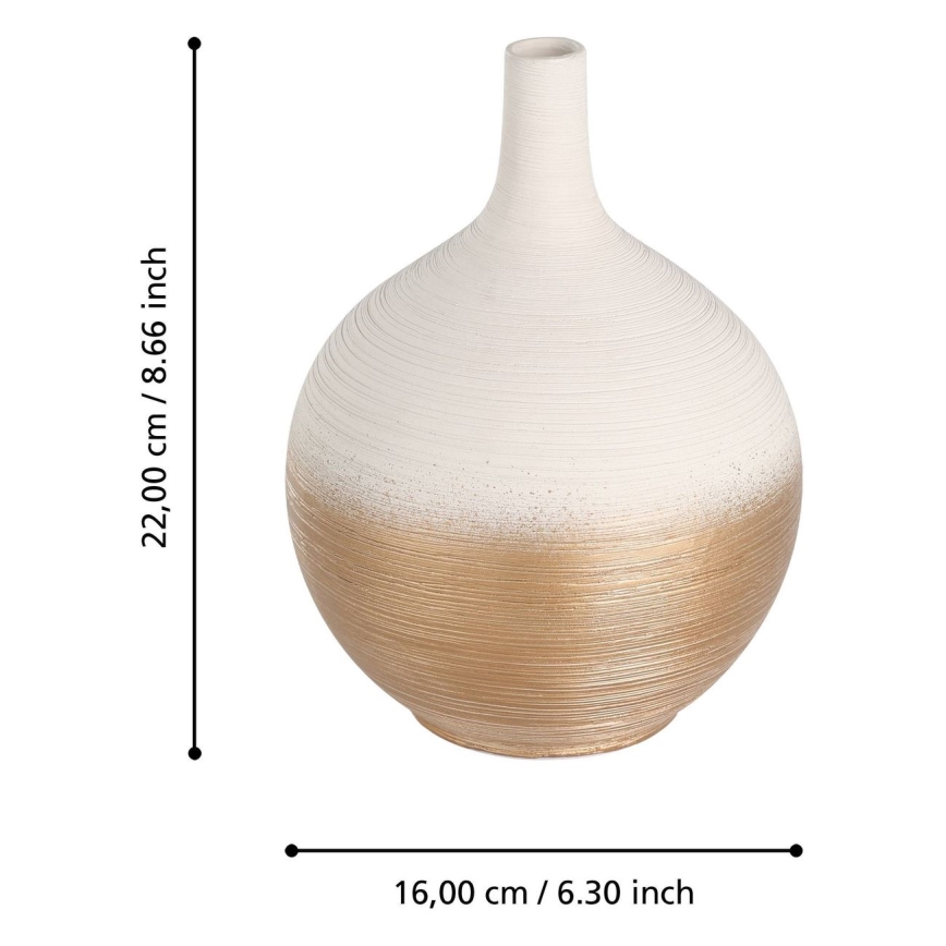 Eglo - Vaso in ceramica 22x16 cm bianco/oro
