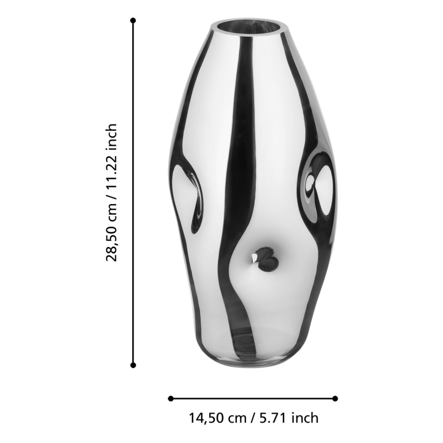 Eglo 421682 - Vaso in vetro XIPORAI 28,5x14,5 cm, finitura cromata lucida