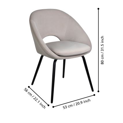 Eglo - Sedia da pranzo 80x56 cm grigia