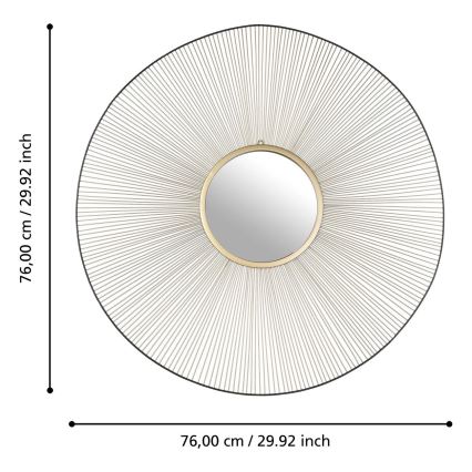 Eglo - Specchio da parete Ø 76 cm oro/nero