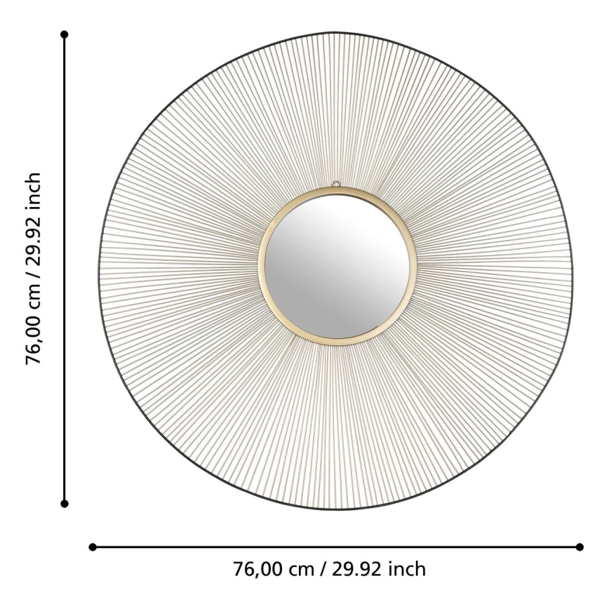 Eglo - Specchio da parete Ø 76 cm oro/nero