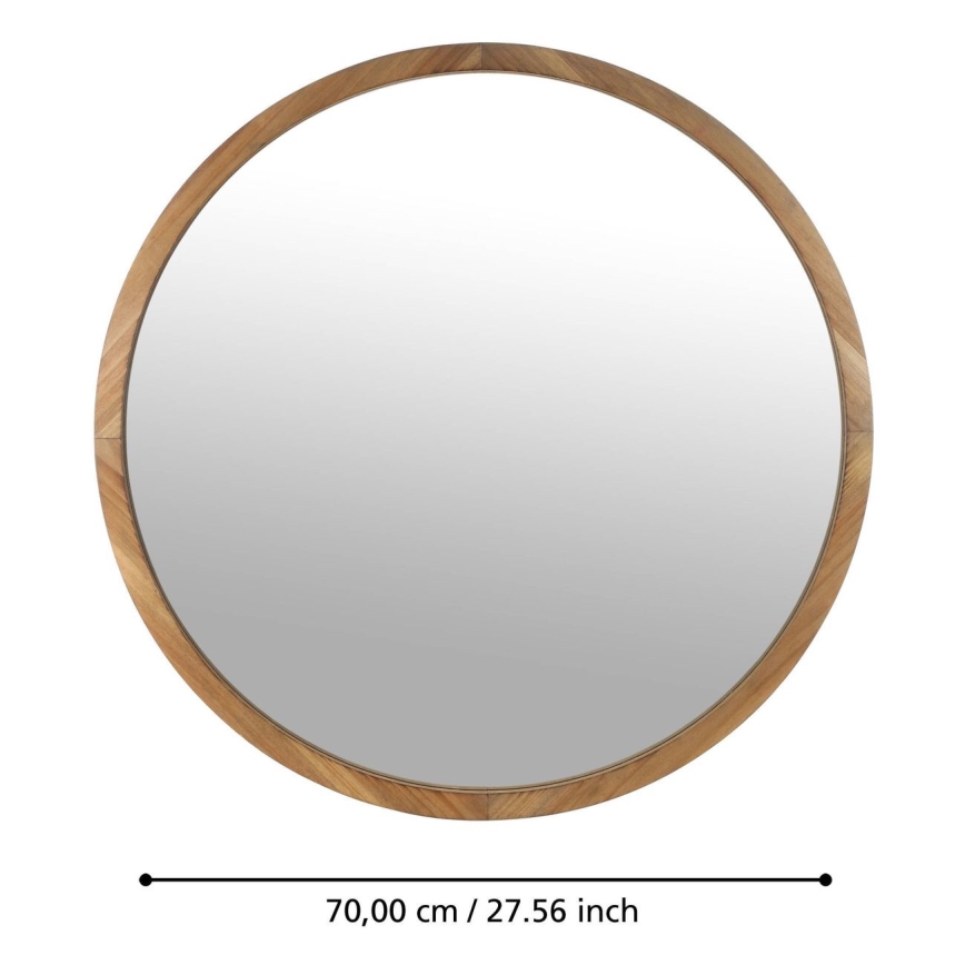 Eglo - Specchio da parete diametro 70 cm marrone