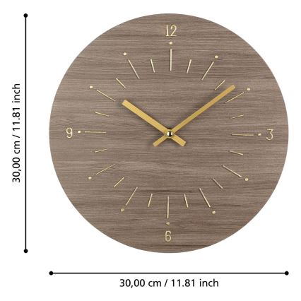 Eglo - Orologio da parete 1xAA diametro 30 cm marrone