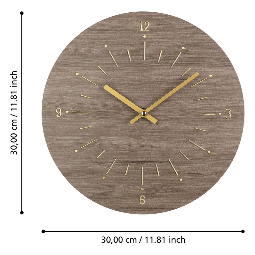 Eglo - Orologio da parete 1xAA diametro 30 cm marrone