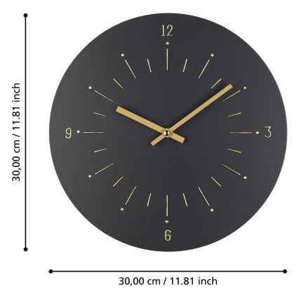 Eglo - Orologio da parete 1xAA diametro 30 cm nero