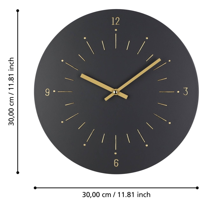 Eglo - Orologio da parete 1xAA diametro 30 cm nero