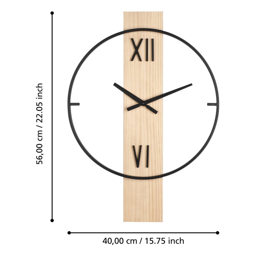 Eglo - Orologio da parete 1xAA 56x40 cm legno/metallo - FSC certificato
