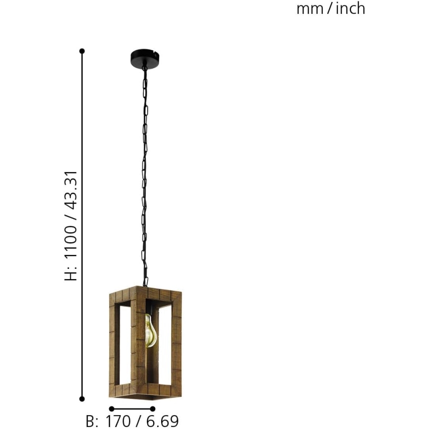 Eglo 43105 - Lampadario a catena TAKHIRA 1xE27/60W/230V acero