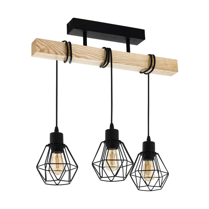 Eglo - Lampadario a plafone TOWNSHEND 3xE27/60W/230V pino