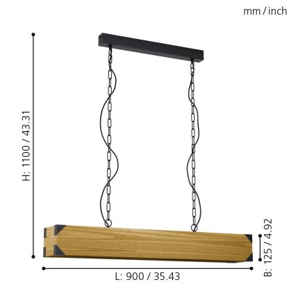 Eglo - Lampadario a sospensione con catena 4xE27/40W/230V