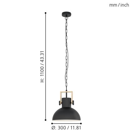 Eglo - Lampadario a sospensione con catena 1xE27/28W/230V