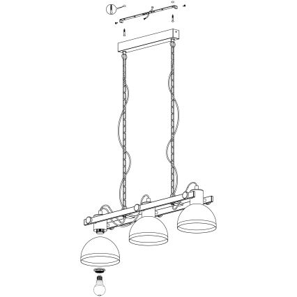 Eglo - Lampadario a sospensione con catena 3xE27/28W/230V