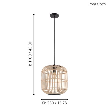 Eglo - Lampadario a sospensione con filo 1xE27/28W/230V