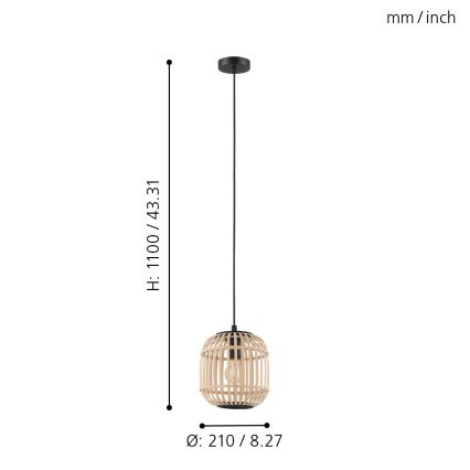 Eglo 43231 - Lampadario a sospensione con filo BORDESLEY 1xE27/28W/230V diam. 210mm