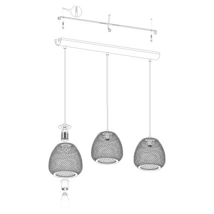 Eglo - Lampadario a sospensione con filo 3xE27/40W/230V