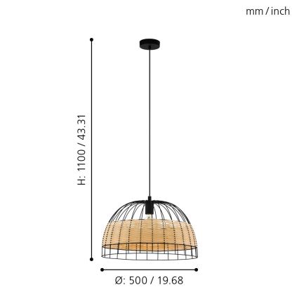 Eglo - Lampadario a sospensione con filo 1xE27/40W/230V